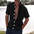 abordables Camisa de lino y algodón-Hombre camisa de lino Camisa de verano Camisa de playa Negro Blanco Azul Piscina Manga Corta Color sólido Cuello Vuelto Verano Hawaiano Festivos Ropa Abotonar