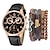 Недорогие Кварцевые часы-комплект часов мужской модный повседневный ремень с двумя ушками кварцевые часывелосипед панк-браслет 5 шт./компл.