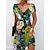 halpa Kuvioidut mekot-Naisten Kukka Painettu V kaula-aukko Mini mekko Päivittäin Deitti Lyhythihainen Kesä Kevät
