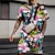 billiga Skjortuppsättningar för män-Herr Skjorta Skjorta set Hawaii skjorta Blommig Grafiska tryck Löv Nedvikt Rodnande Rosa Grön Utomhus Gata Kort ärm Mönster Kläder Mode Streetwear Designer Mjukt