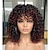 cheap Black &amp; African Wigs-Afro Curly Wigs Black with Warm Brown Highlights Wigs with Bangs for Black Women Natural Looking for Daily Wear