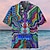 baratos camisas masculinas de acampamento-Homens Camisa Social Camisa havaiana Estampas Abstratas Música Hippie colar cubano Azul Roxo Arco-íris Ao ar livre Casual Manga Curta Imprimir Roupa Esportes Moda Roupa de rua Designer