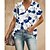 cheap Blouses &amp; Shirts-Women&#039;s T shirt Tee Black White Navy Blue Button Print Floral Holiday Weekend Short Sleeve Shirt Collar Basic Regular Floral Painting S