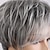 cheap Older Wigs-Wig for Women Synthetic Short Wig with Bangs Mixed Gray Hair High Temperature Fiber Heat Resistant Hair Daily Use Wigs