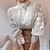 baratos Tops básicos de mulher-Mulheres Blusa Buraco Cor Sólida Elegante &amp; Luxuoso Colarinho de Camisa Padrão Inverno Preto Damasco Branco
