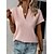 cheap Blouses &amp; Shirts-Women&#039;s Shirt Blouse White Pink Plain Casual Short Sleeve Standing Collar Basic Regular S