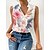 cheap Tank Tops-Women&#039;s Tank Top White Pink Wine Print Floral Casual Holiday Sleeveless V Neck Basic Regular Floral S