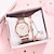 baratos Relógios Quartz-Pulseira feminina de cristal de luxo, relógios de quartzo, diamante fashion, relógio de quartzo feminino, vestido esportivo, mostrador rosa, relógio de pulso