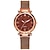 voordelige Quartz-horloges-rose goud dameshorloge luxe magnetische sterrenhemel dame polshorloge mesh vrouwelijke klok