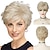 billiga äldre peruk-kort peruk ombre silvergrå peruker för kvinnor syntetiskt hår med lugg naturlig frisyr för gammal dam mamma perukmössa gratis