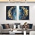 halpa Eläintaulut-100% käsinmaalattu sininen lehtikulta moderni abstrakti öljymaalaus käsintehdyt kalamaalaukset kodin sisustus olohuoneeseen parhaana lahjana