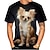 billige nyhed sjove hættetrøjer &amp; t-shirts-Dyr Hund Chihuahua T-shirt Anime 3D Grafisk T恤衫 Til Par Herre Dame Voksne 3D-udskrivning Afslappet / Hverdag