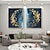 halpa Eläintaulut-100% käsinmaalattu sininen lehtikulta moderni abstrakti öljymaalaus käsintehdyt kalamaalaukset kodin sisustus olohuoneeseen parhaana lahjana