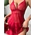 cheap Sexy Bodies-Women&#039;s Sexy Bodies Chemises &amp; Negligees Sets Pure Color Lovers Hot See Through Xmas Home Christmas Bed Lace Breathable Straps Sleeveless Strap Top Backless Summer Spring Wine