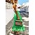 cheap Skirts-Women&#039;s Swing Long Skirt Polyester Maxi Green Skirts Ruffle Print Vacation Beach Long S M L