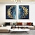 baratos Pinturas de Animais-100% pintados à mão folha de ouro azul pintura a óleo abstrata moderna pinturas de peixes artesanais decoração de casa para sala de estar como o melhor presente