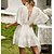 cheap Casual Dresses-Women&#039;s Casual Dress Plain White Dress Summer Dress V Neck Lace Ruffle Mini Dress Street Daily Fashion Elegant Regular Fit Short Sleeve White Summer Spring S M L XL