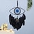 abordables Attrapeurs de rêves-Yeux du diable attrape-rêves cadeau fait main plume noire yeux bleus crochet fleur vent carillon ornement tenture murale décor, 30x60cm/11.8&#039;&#039;x23.6&#039;&#039;