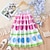 cheap Dresses-Kids Girls&#039; Rainbow Swing Dress Floral Patchwork Sundress Knee-length Sleeveless Cute Sweet Dresses Children&#039;s Day Regular Fit