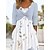 cheap Midi Dresses-Women&#039;s Casual Dress Floral Color Block A Line Dress Summer Dress Crew Neck Button Pocket Midi Dress Outdoor Daily Active Fashion Loose Fit 3/4 Length Sleeve White Summer Spring S M L XL XXL