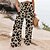 cheap Pants-Women&#039;s Wide Leg Pants Trousers Cotton Leopard Black White Print Office / Career Vacation Full Length Micro-elastic Leopard Breathable S M L XL 2XL