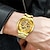 billige Kvartsklokker-herre quartz klokke med armbånd sett luksus diamant business armbåndsur casual kalender skinn armbånd herre klokke gave sett