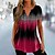 cheap Tees &amp; T Shirts-Women&#039;s T shirt Tee Black Pink Blue Button Print Graphic Daily Weekend Short Sleeve V Neck Tunic Basic Regular Painting S