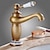 abordables Classiques-robinet mitigeur d&#039;évier de salle de bain vintage, robinets de lavabo monobloc à poignée unique montés sur le pont, robinets d&#039;eau de style rétro mono tuyau chaud et froid