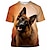 billige nyhet morsomme hettegensere og t-skjorter-Dyr Hund Schæferhund T-skjorte Animé 3D Graphic Til Par Herre Dame Voksne Maskerade 3D-utskrift Fritid / hverdag