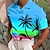 abordables men&#039;s cuban collar polos-Hombre POLO polo hawaiano Camiseta de golf Árbol de coco Estampados Ocaso Collar Cubano Amarillo Azul Piscina Morado Naranja Verde Trébol Exterior Calle Mangas cortas Estampado Ropa Moda Design