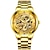 お買い得  クォーツ腕時計-メンズクォーツ時計ブレスレットセット高級ダイヤモンドビジネス腕時計カジュアルカレンダーレザーブレスレット男性腕時計ギフトセット