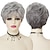abordables peluca vieja-peluca corta ombre gris plata pelucas para mujeres cabello sintético con flequillo peinado natural para anciana mamá peluca sin tapa