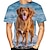 billige nyhed sjove hættetrøjer &amp; t-shirts-Dyr Hund golden retriever T-shirt Anime 3D Grafisk Til Par Herre Dame Voksne Maskerade 3D-udskrivning Afslappet / Hverdag