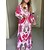 cheap Maxi Dresses-Women&#039;s Casual Dress Summer Dress Print Dress Long Dress Maxi Dress Fashion Streetwear Graphic Color Block Split Print Daily Holiday Date V Neck Long Sleeve Dress Regular Fit Fuchsia Summer Spring S