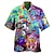 billiga grafiska skjortor för män-Herr Skjorta Mat Bokstav Grafiska tryck Nedvikt Svart Svart / Grön Gul Ljusgrön Svart / Röd 3D-tryck Utomhus Gata Kortärmad Mönster Button-Down Kläder Tropisk Mode Hawaiisk Mjukt