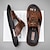 cheap Men&#039;s Slippers &amp; Flip-Flops-Men&#039;s Leather Sandals  Fashion Sandals Walking Casual Beach Home Crocodile Print Breathable Slippers Dark Brown Black Burgundy