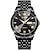 baratos Relógios Quartz-olevs 9931 quartzo calendário duplo de diamante de luxo mostrador relógios de pulso masculinos negócios pulseira de aço inoxidável relógio à prova dwaterproof água