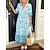 cheap Casual Dresses-Women&#039;s Casual Dress Floral Summer Dress Boho Dress V Neck Ruffle Print Midi Dress Outdoor Daily Active Fashion Loose Fit Half Sleeve Pink Blue Sky Blue Summer Spring S M L XL XXL