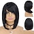 cheap Older Wigs-Women Short Wigs Synthetic Hair Mix Brown Hairstyle Curly Wigs Bob Mommy Wig Natural Highlight Wigs with SIde Bangs