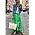 cheap Skirts-Women&#039;s Swing Long Skirt Polyester Maxi Green Skirts Ruffle Print Vacation Beach Long S M L