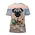 Недорогие новые забавные толстовки и футболки-Животный принт Собака Мопс Как у футболки Аниме 3D Графический Назначение Для пары Муж. Жен. Взрослые Маскарад 3D печать На каждый день