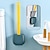 billige Badeværelsesgadgets-1 stk, silikone toiletbørste og holdersæt til badeværelse, væg toiletstav skridsikkert langt håndtag blødt silikonebørste rent toilethjørne nemt, fleksibelt toiletkummebørstehoved med silikonebørster