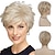 tanie starsza peruka-Syntetyczne krótkie peruki dla białych kobiet piaskowy blond peruka z grzywką mix brązowy kolor peruka z kręconymi włosami ombre peruka w podeszłym wieku mama