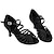 voordelige Latin dansschoenen-Dames Latin schoenen Prestatie Opleiding Oefenen Hakken Sneaker Kristaldetails Wijd uitlopende hak Open teen Kruisriem Geel Bruin Zwart