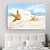 cheap Landscape Prints-Beach Seascape Wall Art Canvas Painting Shell Sea Wall Art Starfish Seashells Wall Pictures Poster for Living Room Bedroom Office Decor No Frame