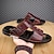 Недорогие Мужские тапочки и шлепанцы-Мужские кожаные сандалии, модные сандалии для прогулок, повседневные пляжные домашние дышащие тапочки с крокодиловым принтом, темно-коричневые, черные, бордовые