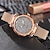 baratos Relógios Quartz-Relógio feminino de ouro rosa de luxo magnético céu estrelado relógio de pulso feminino malha relógio feminino