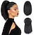 cheap Ponytails-Drawstring Ponytails for Black Women Yaki Kinky Straight Ponytail Hair Extensions 8 Inch Short Pony Tail Clip in Synthetic Ponytail Hairpiece