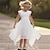 billiga Klänningar-barn flicka spets puffle klänning enfärgad casual prinsessa sjöjungfru klänning utomhus spets rund hals ärmlös vardagsklänning 3-7 år sommar vit