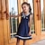 baratos Vestidos Casuais-Infantil Pouco Para Meninas Vestido Listrado Côr Sólida Vestido Tipo Regata Longa Uniformes Escolares Escola Casual Laço Azul Marinha Algodão Altura dos Joelhos Estilo bonito Doce Vestidos Verão